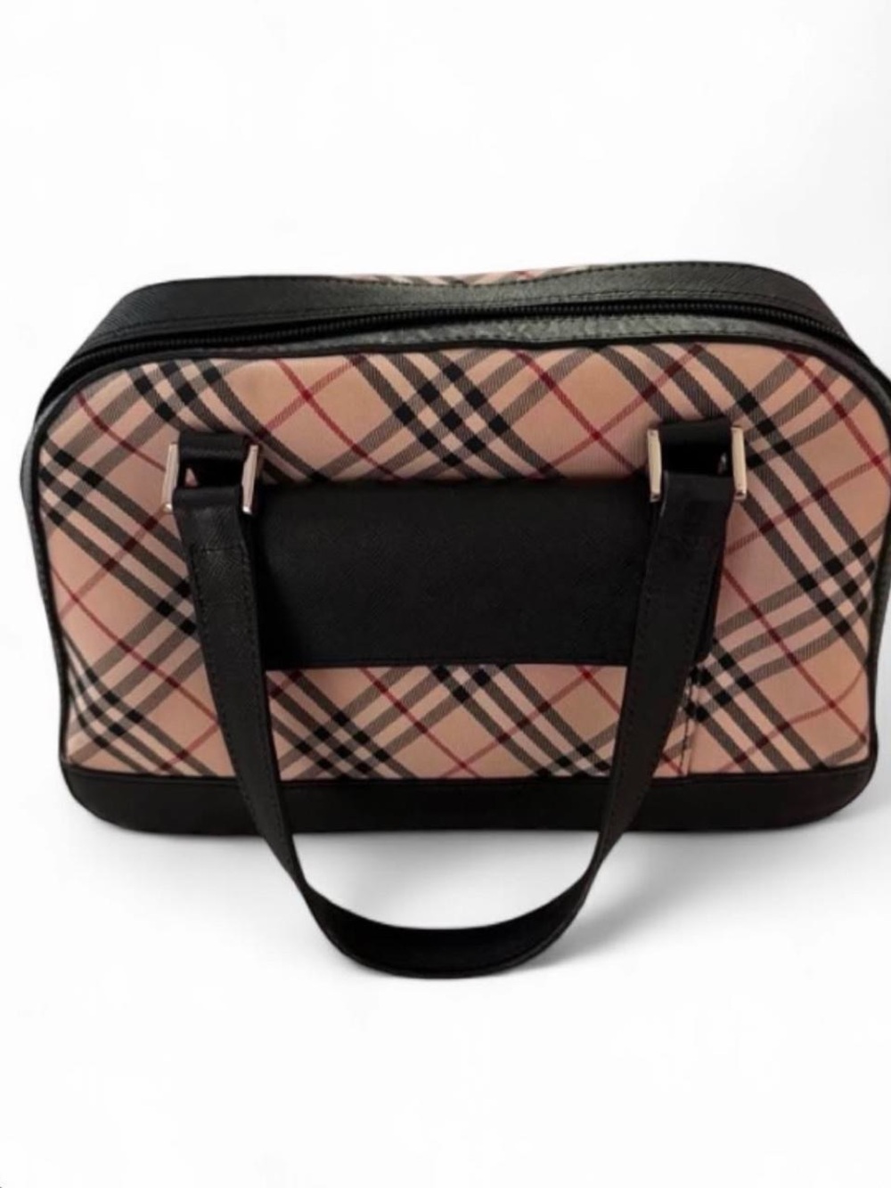 Burberry Beige Plaid Shoulder Bag with Black Trim